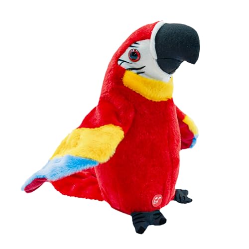 Surplex Elektrische Sprechender Papagei Spielzeug, Stimme Wiederholen und Auf Englisch Singen, Aufzeichnung Vogelspielzeug Tier Flügeln Winken Plüschvogel, sensorisches Lernspielzeug für Kinder von Surplex