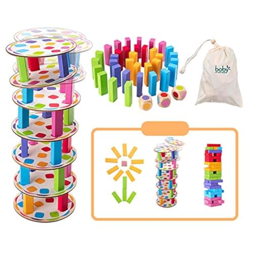 Surplex Hölzern Turm Stapelspiel Wackelturm Feinmotorik-Bausteine mit Würfeln Schiefer Turm Spielzeug Montessori Lernspielzeug für Kinder Familienspaß Spiel Brettspiele mit Aufbewahrungstasche Surplex Hölzern Turm Stapelspiel Wackelturm Feinmotorik-Bausteine mit Würfeln Schiefer Turm Spielzeug Montessori Lernspielzeug für Kinder Familienspaß Spiel Brettspiele mit Aufbewahrungstasche von Surplex
