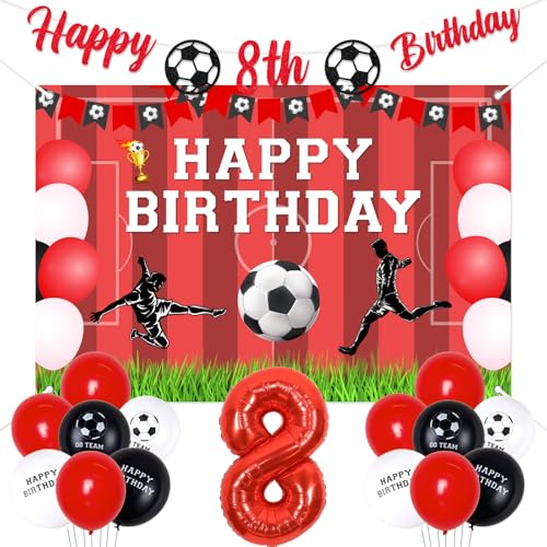 Sursurprise 8. Fußball Geburtstag Dekorationen Rot für Jungen Mädchen Glitzer Happy 8th Birthday Banner Happy Birthday Hintergrund Nummer 8 Ballon Sport Fußball 8 Jahre alt Geburtstag Party Supplies Sursurprise 8. Fußball Geburtstag Dekorationen Rot für Jungen Mädchen Glitzer Happy 8th Birthday Banner Happy Birthday Hintergrund Nummer 8 Ballon Sport Fußball 8 Jahre alt Geburtstag Party Supplies von Sursurprise