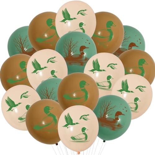 Sursurprise 36 Stück Mallard Duck Ballons 12 Zoll, Grüne Ente Luftballons Dekorationen für Entenjagd Party, Baby Dusche, Kinder & Partygäste von Sursurprise