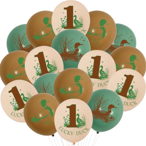 Sursurprise Ente Jagd Geburtstag Dekorationen, 36Pcs Mallard Duck Ballons 12 Zoll, ein Lucky Duck Latex Ballons Kit, Mallard Duck Party Supplies für den ersten Geburtstag von Sursurprise