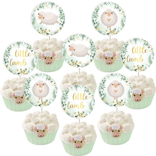 Sursurprise Lamm Party Dekorationen, 36PCS kleines Lamm Cupcake Toppers für Schaf Baby Dusche geschlechtsneutrale Party Supplies von Sursurprise