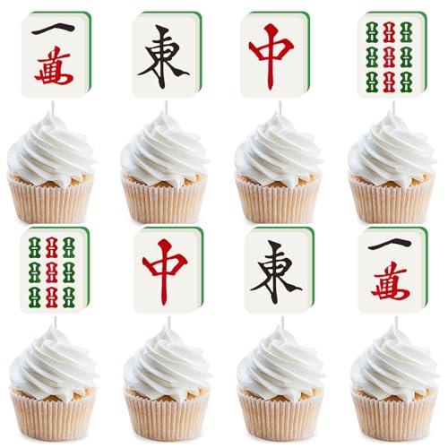 Sursurprise Mahjong Party Dekorationen, 36PCS Mah Jong Cupcake Toppers für Geburtstagsspiel Feier Party Supplies Sursurprise Mahjong Party Dekorationen, 36PCS Mah Jong Cupcake Toppers für Geburtstagsspiel Feier Party Supplies von Sursurprise