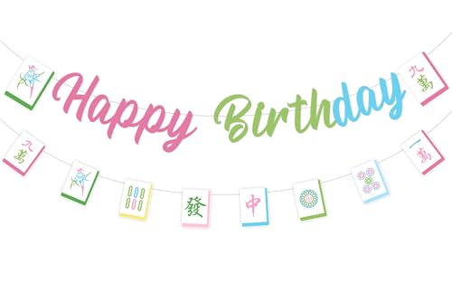 Sursurprise Mahjong Party Dekorationen, Mah Jong Happy Birthday Banner für Geburtstag Party Zubehör, Spiel Feier Dekor Sursurprise Mahjong Party Dekorationen, Mah Jong Happy Birthday Banner für Geburtstag Party Zubehör, Spiel Feier Dekor von Sursurprise