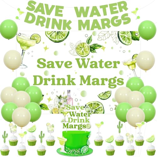 Sursurprise Margarita Geburtstag Bachelorette Party Dekorationen, Save Water Drink Margs Banner Hintergrund Kuchen Topper Cocktail Cupcake Topper Ballons Cinco De Mayo Mexikanische Fiesta Brautdusche Sursurprise Margarita Geburtstag Bachelorette Party Dekorationen, Save Water Drink Margs Banner Hintergrund Kuchen Topper Cocktail Cupcake Topper Ballons Cinco De Mayo Mexikanische Fiesta Brautdusche von Sursurprise