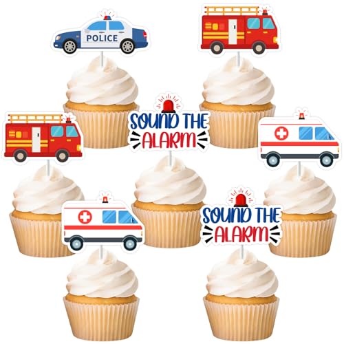 Sursurprise Notfall Fahrzeug Party Dekorationen, 36PCS Sound the alarm Cupcake Toppers, Supply Team Rettung Transport Feuerwehrauto Polizei Krankenwagen Baby Dusche Geburtstag Party Supplies Sursurprise Notfall Fahrzeug Party Dekorationen, 36PCS Sound the alarm Cupcake Toppers, Supply Team Rettung Transport Feuerwehrauto Polizei Krankenwagen Baby Dusche Geburtstag Party Supplies von Sursurprise