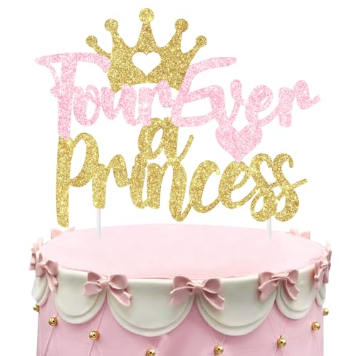 Sursurprise Prinzessin 4. Geburtstag Party Dekorationen Rosa Gold, Glitter Four Ever A Princess Cake Toppers, Princess Cake Pick, 4 Jahre alt Geburtstag Party Zubehör Sursurprise Prinzessin 4. Geburtstag Party Dekorationen Rosa Gold, Glitter Four Ever A Princess Cake Toppers, Princess Cake Pick, 4 Jahre alt Geburtstag Party Zubehör von Sursurprise