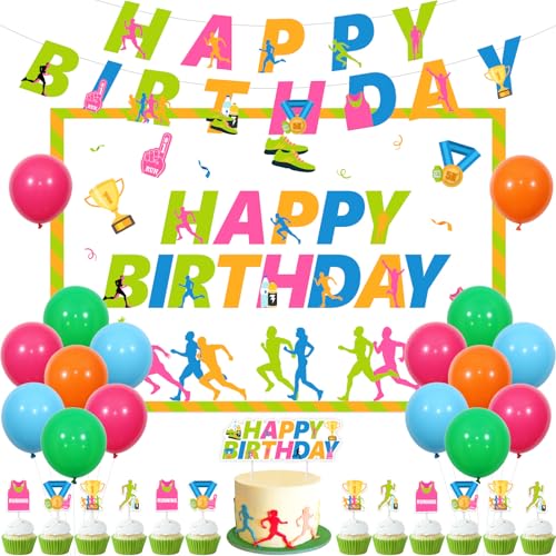 Sursurprise Running Birthday Party Dekorationen, Marathon Runner Birthday Banner Backdrop Kuchen Topper Run Race Cupcake Toppers Ballons, Track Running Cross Country Sports Fitness Bady Supplies Sursurprise Running Birthday Party Dekorationen, Marathon Runner Birthday Banner Backdrop Kuchen Topper Run Race Cupcake Toppers Ballons, Track Running Cross Country Sports Fitness Bady Supplies von Sursurprise