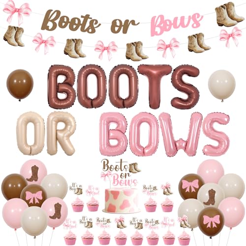 Sursurprise Stiefel oder Schleifen Geschlecht Enthüllung Dekorationen Cowgirl Stiefel Bögen Banner Folienballon Ausschnitte Kuchen Topper Cupcake Toppers Western Gender Reveal Party Supplies Sursurprise Stiefel oder Schleifen Geschlecht Enthüllung Dekorationen Cowgirl Stiefel Bögen Banner Folienballon Ausschnitte Kuchen Topper Cupcake Toppers Western Gender Reveal Party Supplies von Sursurprise