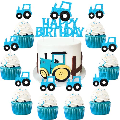 Sursurprise Traktor-Kuchenaufsatz, blau, für Jungen, 12 Stück, Traktor-Cupcake-Topper, Traktor-Kuchendekorationen, Alter 2 bis 3 Jahre, Traktor-Themen-Geburtstagsparty-Zubehör Sursurprise Traktor-Kuchenaufsatz, blau, für Jungen, 12 Stück, Traktor-Cupcake-Topper, Traktor-Kuchendekorationen, Alter 2 bis 3 Jahre, Traktor-Themen-Geburtstagsparty-Zubehör von Sursurprise