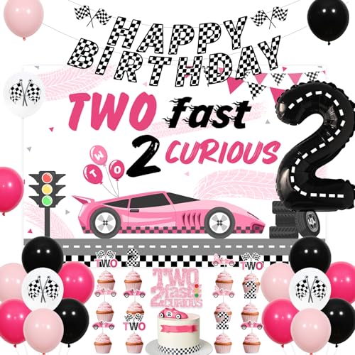 Zwei schnelle Geburtstag Dekorationen für Mädchen, zwei schnelle zwei neugierig Backdrop Kuchen Toppeer Racing Car Banner rosa karierten Rad Ballons, Rennwagen 2. Zwei schnelle Geburtstag Dekorationen für Mädchen, zwei schnelle zwei neugierig Backdrop Kuchen Toppeer Racing Car Banner rosa karierten Rad Ballons, Rennwagen 2. von Sursurprise
