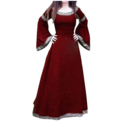 Mittelalter Kleidung Damen Halloween Renaissance Mittelalterliche Kleider Langes Kleid Vintage Maxikleid Mittelalter Kostüm Cosplay Renaissance Kostüm Festlich Halloween Karneval Gothic Kleider von Susenstone