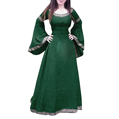 Mittelalter Kleidung Damen Halloween Renaissance Mittelalterliche Kleider Langes Kleid Vintage Maxikleid Mittelalter Kostüm Cosplay Renaissance Kostüm Festlich Halloween Karneval Gothic Kleider von Susenstone