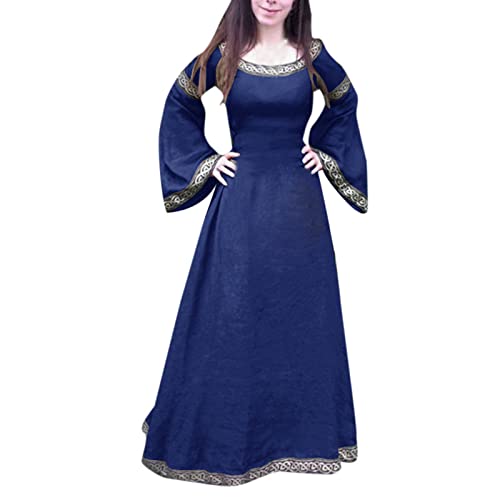 Mittelalter Kleidung Damen Halloween Renaissance Mittelalterliche Kleider Langes Kleid Vintage Maxikleid Mittelalter Kostüm Cosplay Renaissance Kostüm Festlich Halloween Karneval Gothic Kleider von Susenstone