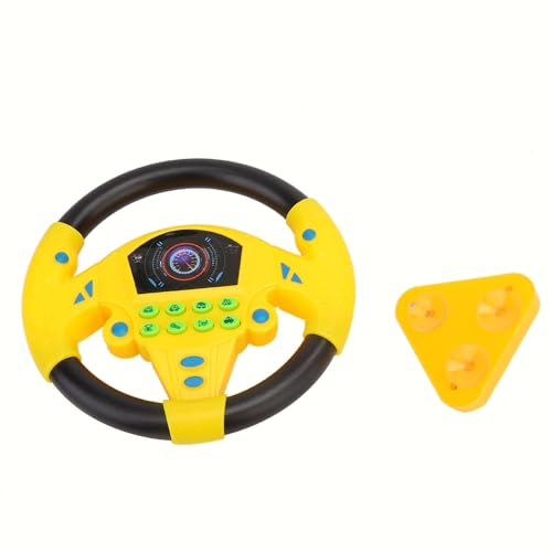SustVita Baby Lenkradspielzeug für Säuglinge, pädagogische Fahrtätigkeit mit dynamischen Musik- und Soundeffekten, ideales Autositzspiel für Autositze (Yellow) von SustVita