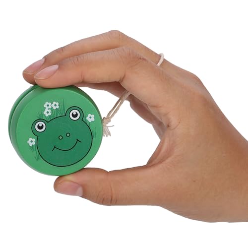 SustVita Holz Yoyo für Kinderanfänger, langlebiges Cartoon Yoyo Toy für Kleinkind Yoyo Skill Building, lustige Anfänger Yoyo Ball Game (Frog) von SustVita