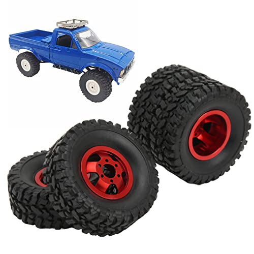 SustVita RC -Auto -Gummireifen aus 4, 4WD -Aluminium -Leichtmetallrad -Hub mit Schrauben für C14 C24 B14 B24 B16 B36 1/16 RC -Auto -Upgrade (Rot) von SustVita