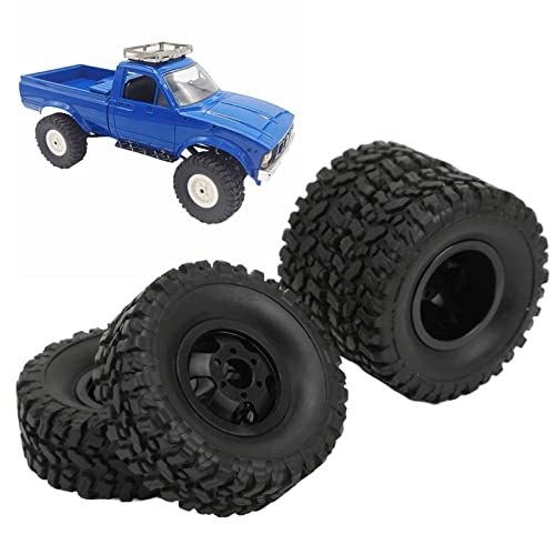 SustVita RC -Auto -Gummireifen aus 4, 4WD -Aluminium -Leichtmetallrad -Hub mit Schrauben für C14 C24 B14 B24 B16 B36 1/16 RC -Auto -Upgrade (Schwarz) von SustVita
