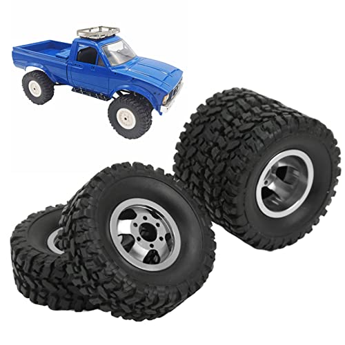 SustVita RC -Auto -Gummireifen aus 4, 4WD -Aluminium -Leichtmetallrad -Hub mit Schrauben für C14 C24 B14 B24 B16 B36 1/16 RC -Auto -Upgrade (Silber) von SustVita
