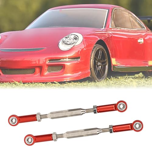 SustVita RC Car Push -Stange, verstellbare Aluminium -Legierungsstangenstangen und 88 -mm -Spannschlossstangenverknüpfung für eine verbesserte Leistung (Red) von SustVita