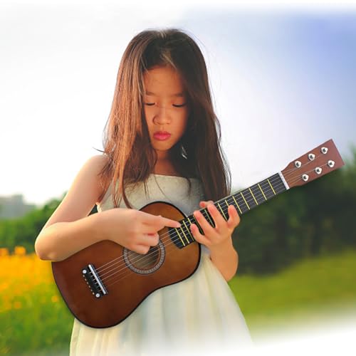 Sustvita Holzkid -Gitarre, Kindergitarrenspielzeug für Jungen und Mädchen, Nette Leckerei für Junge Musiker (Brown) von SustVita