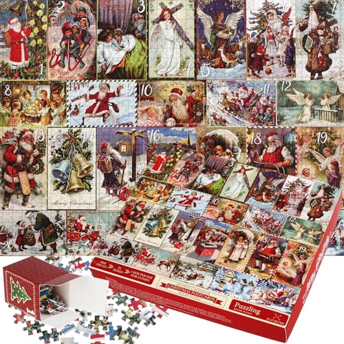 Adventskalender 2024, Puzzle-Adventskalender, 24 Boxen mit 1008 Puzzleteilen, 24 Tage Countdown, Weihnachtspuzzle, Geschenk für Frauen Männer Jungen Mädchen (E) von Sutowe