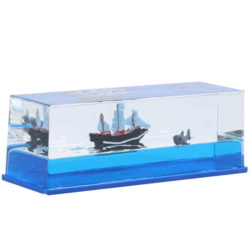 Unsinkbares Schiff in einer Box, Acryl, Treibschiff-Dekoration, unsinkbares Boot, eine Box, Ornamente, transparent, unsinkbar, Kreuzfahrtschiff-Modell, Spielzeug für Zuhause, Büro (blau) von Sutowe