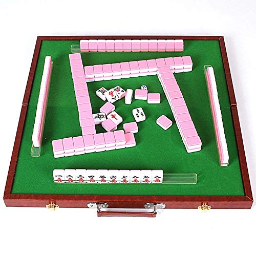 Mahjong-Set, Mini, 30 mm, Mahjong, Mahjong-Set, Versammlungs-Partyspiel, traditionelles Spiel mit Mini-Tisch für Zuhause, Party und Reisen für chinesisches Spielen (Pink 30 mm) von Suuim