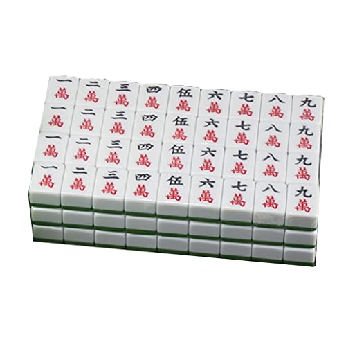 Suuim Mahjong, chinesischer Mahjong mit 144 gravierten Spielsteinen und Handtasche, Unterhaltung, Reisen, Haushalt, Hand-Mahjong-Spiele, Mahjong-Spielsteine (grüner Stoffbeutel) (grünes C von Suuim