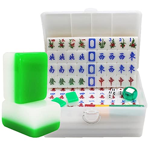 Suuim Mahjong-Haushaltshand-Acryl-Mahjong mit 144 gravierten Kacheln + 3 Würfeln, klassischer chinesischer Mahjong von Suuim
