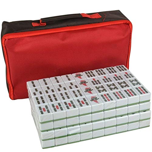 Suuim Mahjong-Set, Haushalts-Hand-Mahjong, grünes Vollmaterial, Mahjong, Reisen und Freizeit, 3,3 x 2,2 x 4,4 cm, 144 Karten, grün von Suuim