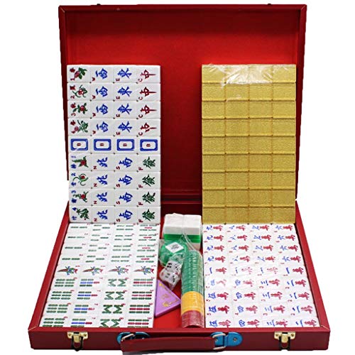 Suuim Mahjong-Set, MahJongg-Fliesen-Set, tragbares Mahjong-Set, Mini-Reise-Mahjong-Spielsteine für Zuhause im chinesischen Stil (Mah Jong Mah Jongg Mahjongg) Chinesische Ma von Suuim