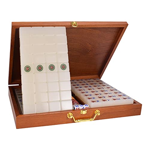 Suuim Mahjong-Set, MahJongg-Spielstein-Set, chinesisches Mahjong-Spielset mit 146 Spielsteinen, Würfeln und verzierter Aufbewahrungstasche, für chinesisches Spielen, chinesisches Mahjong-Spielset ( von Suuim