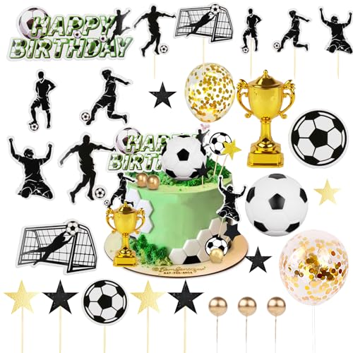 29 Stück Tortendeko Fussball,Tortenaufleger Fussball Deko,Fußball Kuchen Deko für Junge Männer Junge Fußball Sport Thema Geburtstag Party Suppplies von Svalor