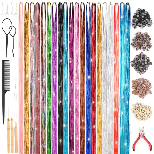 4000 Hair Tinsel,48 Inches Haar Lametta mit Werkzeug,20 Farben Glitzer Haarsträhnen zum Flechten Haar Lametta,Sparkle Tinsel Hair Extensions für Frauen Mädchen Kinder Cosplay Party Zubehör (20 Farben) 4000 Hair Tinsel,48 Inches Haar Lametta mit Werkzeug,20 Farben Glitzer Haarsträhnen zum Flechten Haar Lametta,Sparkle Tinsel Hair Extensions für Frauen Mädchen Kinder Cosplay Party Zubehör (20 Farben) von Svalor