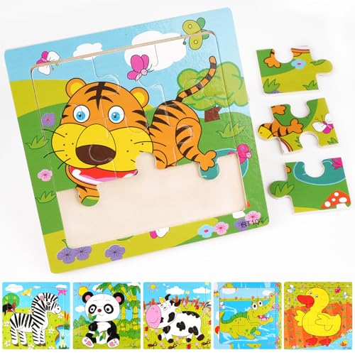 Set mit 6 Holzpuzzle für Kinder, Puzzle-Set aus Holz für Kinder, Puzzle aus Holz mit je 9 Teilen, Lernspielzeug für Kinder, für Kinder 3 4 5 6 Jahren Set mit 6 Holzpuzzle für Kinder, Puzzle-Set aus Holz für Kinder, Puzzle aus Holz mit je 9 Teilen, Lernspielzeug für Kinder, für Kinder 3 4 5 6 Jahren von Svalor