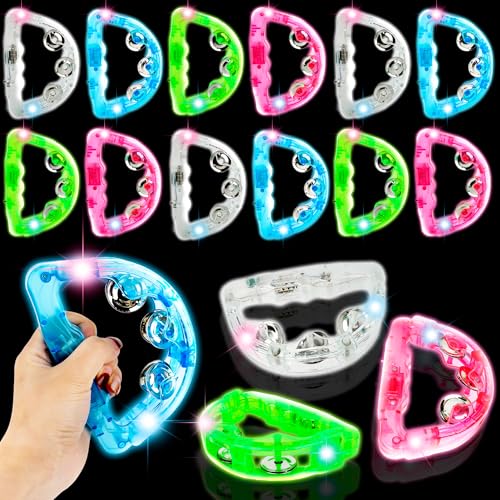 LED-Tamburin, Musikalisches LED-Tamburin, leuchtendes Tamburin, bunt, Hand-Tamburin, leuchtet im Dunkeln, für Hochzeitsgeschenke, Perkussionsinstrumente, 16 Stück LED-Tamburin, Musikalisches LED-Tamburin, leuchtendes Tamburin, bunt, Hand-Tamburin, leuchtet im Dunkeln, für Hochzeitsgeschenke, Perkussionsinstrumente, 16 Stück von Swakuta
