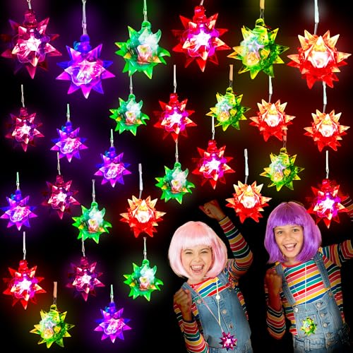 Swakuta 30 Stück LED-Kristallstern-Halsketten, leuchtende Kristallstern-Halsketten, bunter Kristall-Stern-Anhänger, leuchtet im Dunkeln, für Partygeschenke, Geschenktüten Swakuta 30 Stück LED-Kristallstern-Halsketten, leuchtende Kristallstern-Halsketten, bunter Kristall-Stern-Anhänger, leuchtet im Dunkeln, für Partygeschenke, Geschenktüten von Swakuta