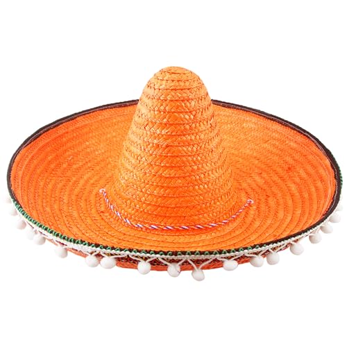 Swakuta Riesiger mexikanischer Sombrero-Hut, mehrfarbiger Stroh-Hut, großer Cinco de Mayo Fiesta-Haarreif für mexikanische Party, Kostümzubehör (Orange) von Swakuta