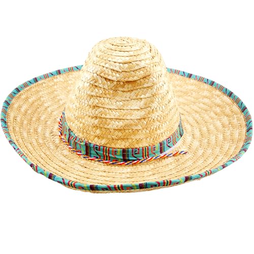 Swakuta Riesiger mexikanischer Sombrero-Hut, riesiger mexikanischer Sombrero-Hut, Cinco de Mayo-Hut mit Serape-Besatz für mexikanisches Partyzubehör (Farbstil 2) von Swakuta