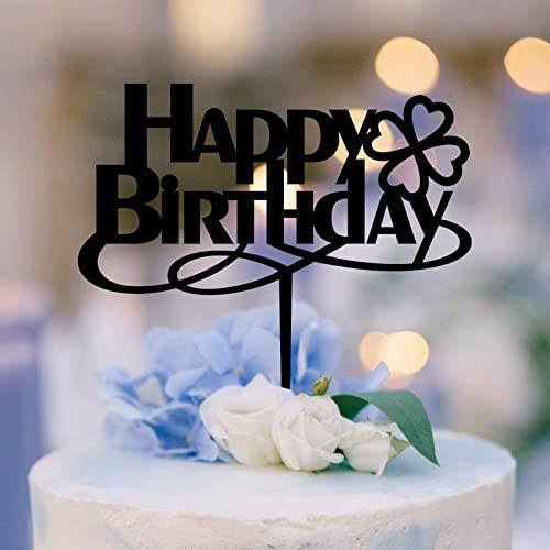 Happy Birthday Four Leaf Clover Cake Topper Black Acryl Happy Birthday Cake Toppers Party Supplies Custom Birthday Cake Decor Party Topper Happy Birthday to Children or Adults Cake Toppers Happy Birthday Four Leaf Clover Cake Topper Black Acryl Happy Birthday Cake Toppers Party Supplies Custom Birthday Cake Decor Party Topper Happy Birthday to Children or Adults Cake Toppers von Swavecat