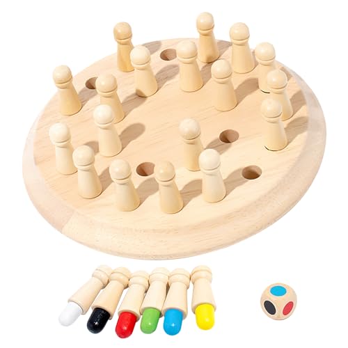 Gedächtnis Schach Lernspielzeug Montessori Spielzeug ab 4 Jahre Montessori Brettspiel aus Holz Kinderspiele für Verbessert das Gedächtnis und die Farbwahrnehmung von Swavitie