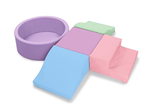 SweHouse 5PCS Schaumstoff Bausteine Kinder- PU-Leder Softbausteine für Babys mit Bällepool (Kein Ball)- Indoor Schaumstoffbausteine für Kleinkinder von SweHouse