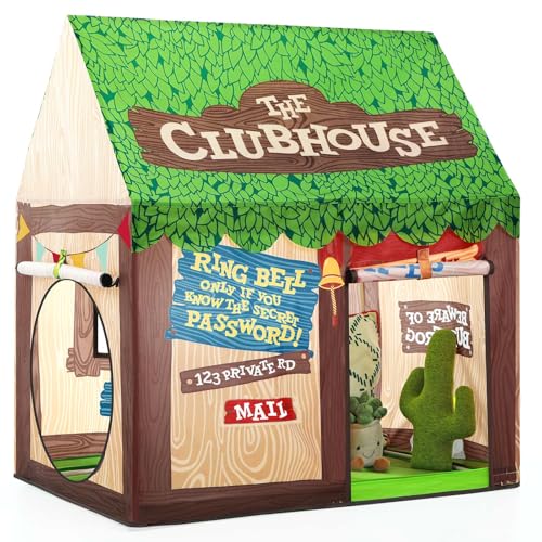 SweHouse Spielhaus Kinder Indoor - Kinderzelt mit aufrollbarer Tür und Fenstern für Spielbereich Dekor - Spielzelt für Drinnen ab 4 Jahre Grün von SweHouse