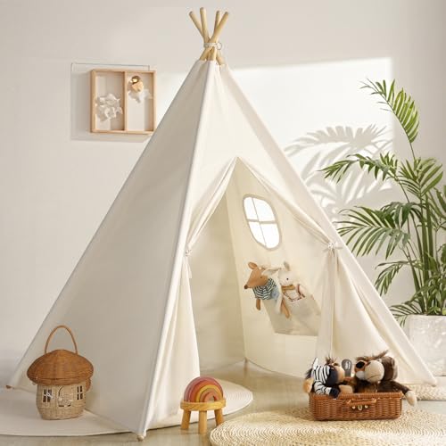 SweHouse Tipi-Zelt für Kinder Indoor - Natur-Leinen Spielzelt - Waschbares Übernachtungszelt mit Tragetasche, Outdoor-Kinderezte für Mädchen & Jungen - Faltbares Spielzelt als Geschenk SweHouse Tipi-Zelt für Kinder Indoor - Natur-Leinen Spielzelt - Waschbares Übernachtungszelt mit Tragetasche, Outdoor-Kinderezte für Mädchen & Jungen - Faltbares Spielzelt als Geschenk von SweHouse