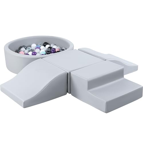 Swehouse 5-teiliges weiches PU-Leder-Spielset für den Innenbereich, weiche Spielausrüstung für Kinder mit Bällebädern (ohne Bälle), Kletterspielzeug aus Schaumstoff für Kinder p von SweHouse