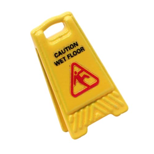 Detailliertes Warnschild für nasse Böden, Vorsichtsszene, Dekoration für Modell-Layouts und Miniatur-Puppenhaus-Requisiten, Miniatur-Nassboden von Sweeaau