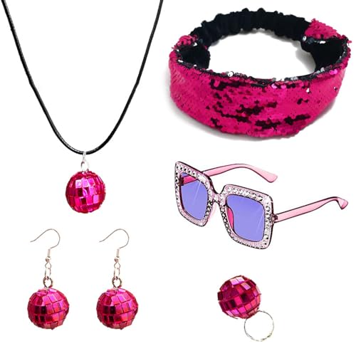 Diskothekenkostüm-Outfits, 1960er, 1970er, 80er Jahre, Diskothekenzubehör, Stirnband, Ohrringe, Armbänder, Sonnenbrille für Halloween, Party, Disco-Kostüme Diskothekenkostüm-Outfits, 1960er, 1970er, 80er Jahre, Diskothekenzubehör, Stirnband, Ohrringe, Armbänder, Sonnenbrille für Halloween, Party, Disco-Kostüme von Sweeaau