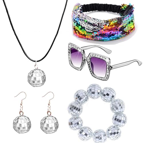 Diskothekenkostüm-Outfits, 1960er, 1970er, 80er Jahre, Diskothekenzubehör, Stirnband, Ohrringe, Armbänder, Sonnenbrille für Halloween, Party, Disco-Kostüme Diskothekenkostüm-Outfits, 1960er, 1970er, 80er Jahre, Diskothekenzubehör, Stirnband, Ohrringe, Armbänder, Sonnenbrille für Halloween, Party, Disco-Kostüme von Sweeaau