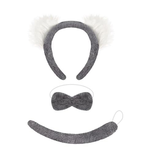 Koala-Kostüm-Zubehör-Set, Koala-Ohren, Stirnband, Schwanz, Fliege, Tier-Kostüm für Halloween, Cosplay, Cosplay Koala-Kostüm-Zubehör-Set, Koala-Ohren, Stirnband, Schwanz, Fliege, Tier-Kostüm für Halloween, Cosplay, Cosplay von Sweeaau